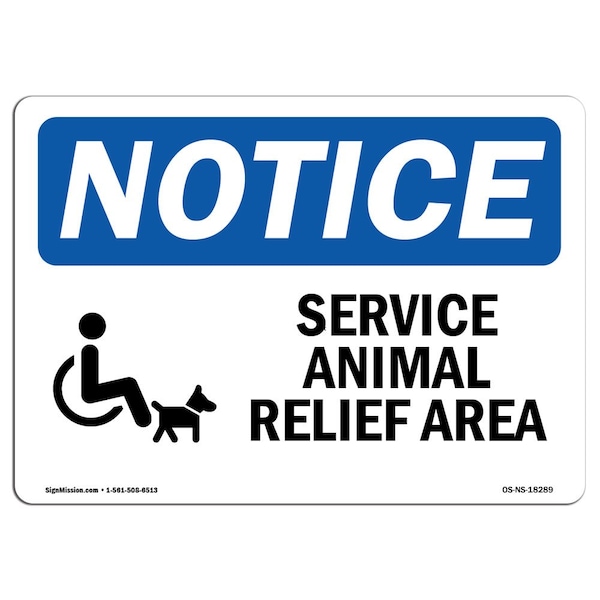 OSHA Notice Sign, 3.5" Height, Service Animal Relief Area Sign With Symbol, Landscape, 10PK